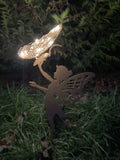 SMALL METAL SOLAR LIGHT FAIRY GARDEN STAKE