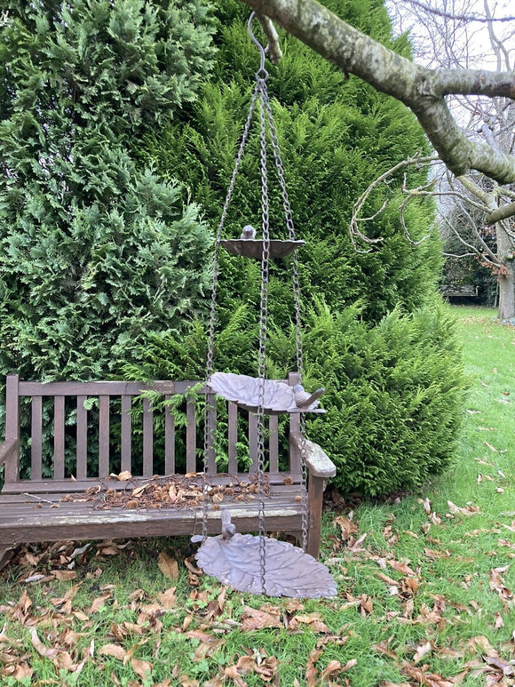 Triple Metal hanging bird leaf feeder
