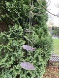 HANGING METAL TRIPLE LEAF BIRD FEEDER