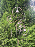 RUSTY METAL JINGLE BELLS GARDEN SPRAY STAKE ORNAMENT