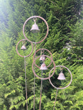 RUSTY METAL JINGLE BELLS GARDEN SPRAY STAKE ORNAMENT