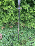 RUSTY METAL JINGLE BELLS GARDEN SPRAY STAKE ORNAMENT