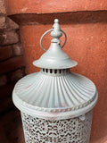 SET OF 3 MOROCCAN STYLE BLUE HANGING LANTERNS