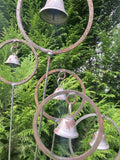 RUSTY METAL JINGLE BELLS GARDEN SPRAY STAKE ORNAMENT