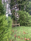 RUSTY METAL JINGLE BELLS GARDEN SPRAY STAKE ORNAMENT