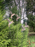 RUSTY METAL HUMMINGBIRDS GARDEN BIRD SPRAY STAKE ORNAMENT