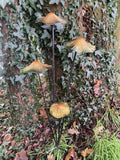 COLOURED METAL TOADSTOOL CLUSTER STAKE MUSHROOM GARDEN ORNAMENT
