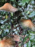 COLOURED METAL TOADSTOOL CLUSTER STAKE MUSHROOM GARDEN ORNAMENT
