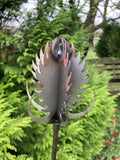 RUSTY METAL GARDEN THISTLE / TEASEL FLOWER SPRAY STAKE ORNAMENT