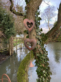 METAL HANGING HEART WIND CHIME BELL CHAIN GARDEN ORNAMENT DECOR