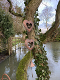 METAL HANGING HEART WIND CHIME BELL CHAIN GARDEN ORNAMENT DECOR
