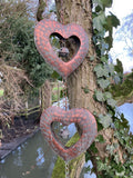 METAL HANGING HEART WIND CHIME BELL CHAIN GARDEN ORNAMENT DECOR