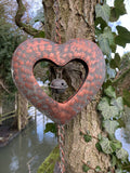 METAL HANGING HEART WIND CHIME BELL CHAIN GARDEN ORNAMENT DECOR