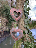 METAL HANGING HEART WIND CHIME BELL CHAIN GARDEN ORNAMENT DECOR