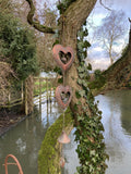 METAL HANGING HEART WIND CHIME BELL CHAIN GARDEN ORNAMENT DECOR