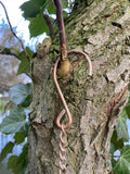 METAL HANGING COPPER EFFECT WATERING CAN BELL CHAIN GARDEN ORNAMENT DECOR