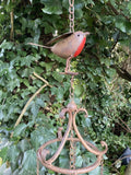METAL HANGING ROBIN WIND CHIME BELL GARDEN ORNAMENT DECOR