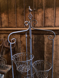 LARGE METAL BLUE FOLDING 6 POT PLANT STAND  INDOOR /GARDEN ORNAMENT-LIGHT WEIGHT