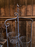 LARGE METAL BLUE FOLDING 6 POT PLANT STAND  INDOOR /GARDEN ORNAMENT-LIGHT WEIGHT