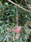 METAL HANGING ROBIN WIND CHIME BELL GARDEN ORNAMENT DECOR
