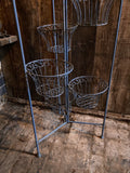 LARGE METAL BLUE FOLDING 6 POT PLANT STAND  INDOOR /GARDEN ORNAMENT-LIGHT WEIGHT