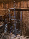 LARGE METAL BLUE FOLDING 6 POT PLANT STAND  INDOOR /GARDEN ORNAMENT-LIGHT WEIGHT