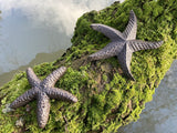 SET OF 2 METAL SMALL CAST IRON STAR FISH POND STATUE GARDEN ORNAMENTS