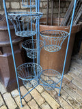 LARGE METAL BLUE FOLDING 6 POT PLANT STAND  INDOOR /GARDEN ORNAMENT-LIGHT WEIGHT