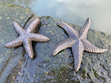 SET OF 2 METAL SMALL CAST IRON STAR FISH POND STATUE GARDEN ORNAMENTS
