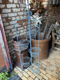 LARGE METAL BLUE FOLDING 6 POT PLANT STAND  INDOOR /GARDEN ORNAMENT-LIGHT WEIGHT