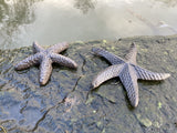 SET OF 2 METAL SMALL CAST IRON STAR FISH POND STATUE GARDEN ORNAMENTS