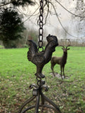 METAL HANGING COCKEREL WIND CHIME BELL GARDEN ORNAMENT DECOR