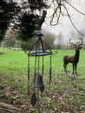 METAL HANGING COCKEREL WIND CHIME BELL GARDEN ORNAMENT DECOR