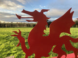 METAL RED WELSH DRAGON FENCE ART SILHOUETTE GARDEN ORNAMENT