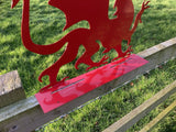 METAL RED WELSH DRAGON FENCE ART SILHOUETTE GARDEN ORNAMENT