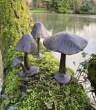 SET OF 3 MINI METAL CAST IRON TOADSTOOLS MUSHROOM SMALL FAIRY GARDEN ORNAMENTS