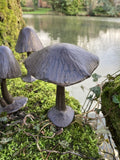 SET OF 3 MINI METAL CAST IRON TOADSTOOLS MUSHROOM SMALL FAIRY GARDEN ORNAMENTS