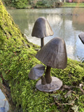 SET OF 3 MINI METAL CAST IRON TOADSTOOLS MUSHROOM SMALL FAIRY GARDEN ORNAMENTS