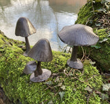 SET OF 3 MINI METAL CAST IRON TOADSTOOLS MUSHROOM SMALL FAIRY GARDEN ORNAMENTS