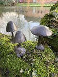 SET OF 3 MINI METAL CAST IRON TOADSTOOLS MUSHROOM SMALL FAIRY GARDEN ORNAMENTS