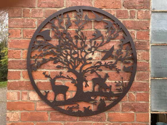 LARGE METAL WILDLIFE STAG / DEER TREE WALL PLAQUE HANGING WALL ART DECOR