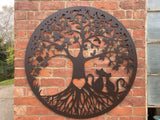 LARGE METAL LOVE CATS TREE WALL PLAQUE HANGING WALL ART DECOR