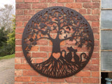 LARGE METAL LOVE CATS TREE WALL PLAQUE HANGING WALL ART DECOR