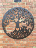 LARGE METAL LOVE CATS TREE WALL PLAQUE HANGING WALL ART DECOR
