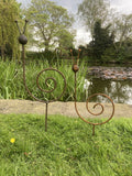 SET OF 2 METAL GARDEN RUSTY SNAIL STAKE PLANT ORNAMENT SUPPORTS