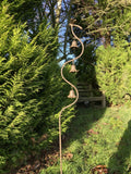 METAL DRAGONFLY BELL FLOWER STAKE GARDEN SUPPORT / DECORATION