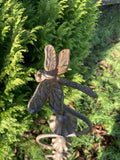 METAL DRAGONFLY BELL FLOWER STAKE GARDEN SUPPORT / DECORATION