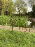 SET OF 2 METAL GARDEN RUSTY SNAIL STAKE PLANT ORNAMENT SUPPORTS