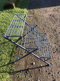 METAL BLUE FOLDING SHELF PLANT STAND INDOOR /GARDEN ORNAMENT-LIGHT WEIGHT
