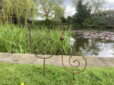 SET OF 2 METAL GARDEN RUSTY SNAIL STAKE PLANT ORNAMENT SUPPORTS